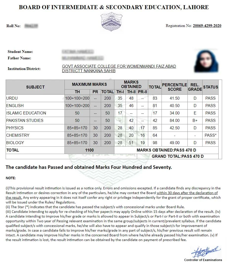 Bise Lahore 1st Year Result 2024 Gazetted Holidays Meris Marjorie