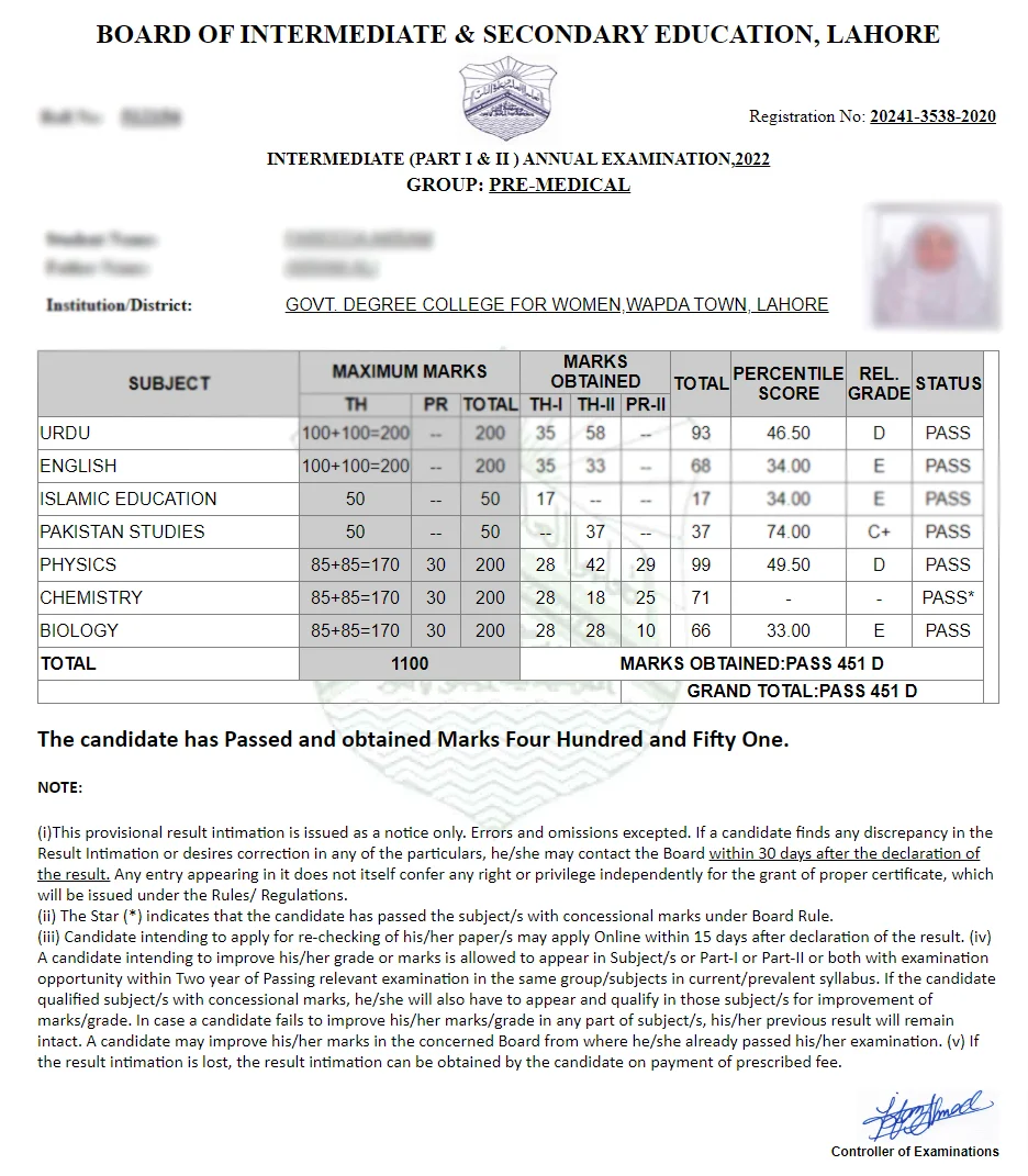 9th Class Result 2022 Lahore Board - Lahore Board Result